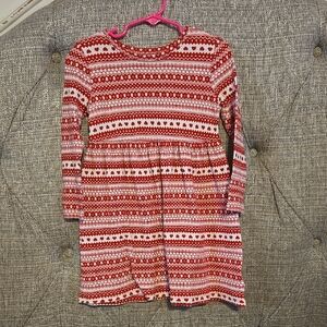 Girls 5t Red & White Patterned Dress